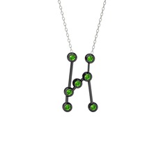 Orion Kolye - Peridot 925 ayar siyah rodyum kaplama gümüş kolye (40 cm beyaz altın rolo zincir) #15qr8t3