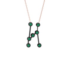 Orion Kolye - Yeşil kuvars 925 ayar siyah rodyum kaplama gümüş kolye (40 cm rose altın rolo zincir) #17hbf4l