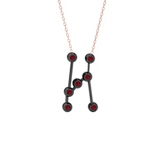 Orion Kolye - Kök yakut 925 ayar siyah rodyum kaplama gümüş kolye (40 cm rose altın rolo zincir) #18cw6en