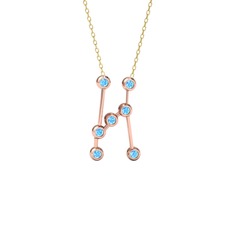Orion Kolye - Akuamarin 18 ayar rose altın kolye (40 cm altın rolo zincir) #18k11gh