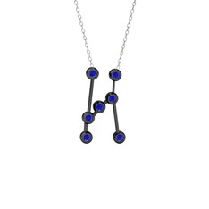 Orion Kolye - Lab safir 925 ayar siyah rodyum kaplama gümüş kolye (40 cm beyaz altın rolo zincir) #19esnb0
