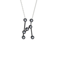 Swarovski 925 ayar siyah rodyum kaplama gümüş kolye (40 cm beyaz altın rolo zincir)