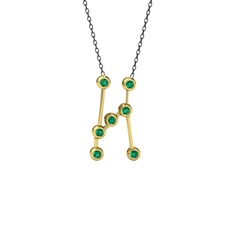 Orion Kolye - Yeşil kuvars 14 ayar altın kolye (40 cm gümüş rolo zincir) #1ci32md