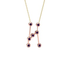 Ametist 14 ayar rose altın kolye (40 cm altın rolo zincir)