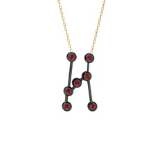 Orion Kolye - Garnet 925 ayar siyah rodyum kaplama gümüş kolye (40 cm altın rolo zincir) #1dgg69u