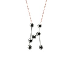 Orion Kolye - Siyah zirkon 925 ayar gümüş kolye (40 cm rose altın rolo zincir) #1f6xfmw