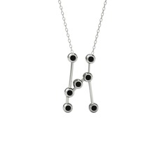 Orion Kolye - Siyah zirkon 14 ayar beyaz altın kolye (40 cm gümüş rolo zincir) #1i9eo9o