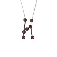 Orion Kolye - Garnet 925 ayar siyah rodyum kaplama gümüş kolye (40 cm beyaz altın rolo zincir) #1iq1650