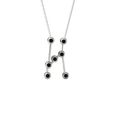Orion Kolye - Siyah zirkon 925 ayar gümüş kolye (40 cm beyaz altın rolo zincir) #1lkxo1q