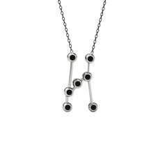 Orion Kolye - Siyah zirkon 14 ayar beyaz altın kolye (40 cm gümüş rolo zincir) #1mwoy0f