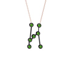 Orion Kolye - Peridot 925 ayar siyah rodyum kaplama gümüş kolye (40 cm rose altın rolo zincir) #1ops5vs