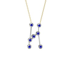 Orion Kolye - Lab safir 18 ayar beyaz altın kolye (40 cm altın rolo zincir) #1or0y7v