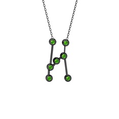Orion Kolye - Peridot 925 ayar siyah rodyum kaplama gümüş kolye (40 cm gümüş rolo zincir) #1piyh8x