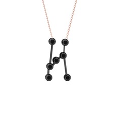 Orion Kolye - Siyah zirkon 925 ayar siyah rodyum kaplama gümüş kolye (40 cm rose altın rolo zincir) #1s9quut