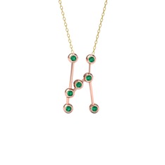 Orion Kolye - Yeşil kuvars 925 ayar rose altın kaplama gümüş kolye (40 cm altın rolo zincir) #1uid0jz