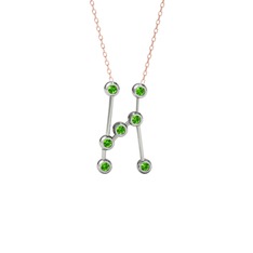 Peridot 14 ayar beyaz altın kolye (40 cm rose altın rolo zincir)