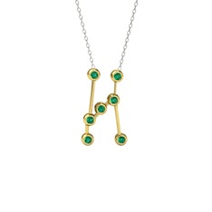 Orion Kolye - Yeşil kuvars 925 ayar altın kaplama gümüş kolye (40 cm gümüş rolo zincir) #25ilzb
