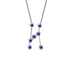 Orion Kolye - Lab safir 14 ayar beyaz altın kolye (40 cm gümüş rolo zincir) #75gajq