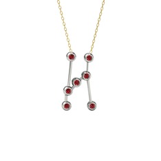 Orion Kolye - Garnet 14 ayar beyaz altın kolye (40 cm gümüş rolo zincir) #8rd4bv