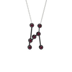Orion Kolye - Rodolit garnet 925 ayar siyah rodyum kaplama gümüş kolye (40 cm gümüş rolo zincir) #95xnrk