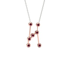 Orion Kolye - Rodolit garnet 14 ayar rose altın kolye (40 cm beyaz altın rolo zincir) #awyg1z