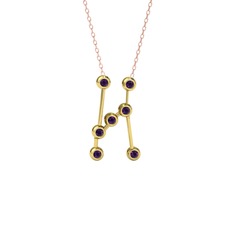 Orion Kolye - Ametist 18 ayar altın kolye (40 cm rose altın rolo zincir) #c8sx7e