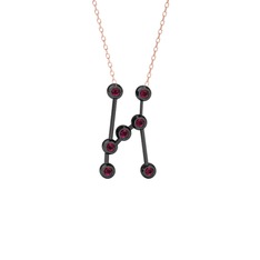 Orion Kolye - Rodolit garnet 925 ayar siyah rodyum kaplama gümüş kolye (40 cm rose altın rolo zincir) #ds3shm