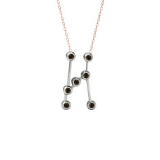Orion Kolye - Dumanlı kuvars 18 ayar beyaz altın kolye (40 cm rose altın rolo zincir) #es6m4a