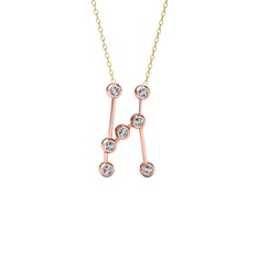 Orion Kolye - Pırlanta 925 ayar rose altın kaplama gümüş kolye (0.252 karat, 40 cm gümüş rolo zincir) #ezc3nw
