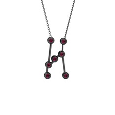 Orion Kolye - Rodolit garnet 925 ayar siyah rodyum kaplama gümüş kolye (40 cm gümüş rolo zincir) #f76603