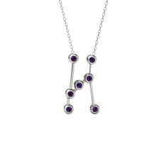 Orion Kolye - Ametist 8 ayar beyaz altın kolye (40 cm beyaz altın rolo zincir) #fd155z