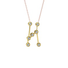 Orion Kolye - Beyaz zirkon 8 ayar altın kolye (40 cm rose altın rolo zincir) #fun4vv