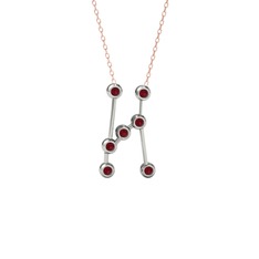 Kök yakut 14 ayar beyaz altın kolye (40 cm rose altın rolo zincir)
