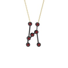 Garnet 925 ayar siyah rodyum kaplama gümüş kolye (40 cm gümüş rolo zincir)