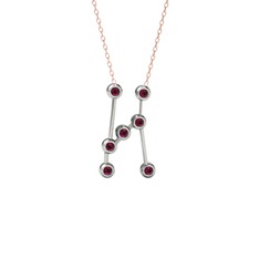 Orion Kolye - Rodolit garnet 925 ayar gümüş kolye (40 cm rose altın rolo zincir) #h0am7n