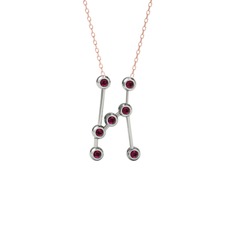 Orion Kolye - Rodolit garnet 925 ayar gümüş kolye (40 cm rose altın rolo zincir) #h0am7n