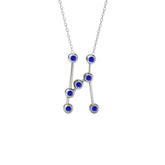 Lab safir 18 ayar beyaz altın kolye (40 cm beyaz altın rolo zincir)