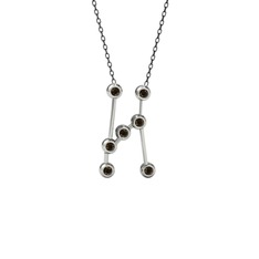 Orion Kolye - Dumanlı kuvars 18 ayar beyaz altın kolye (40 cm gümüş rolo zincir) #j37mtk