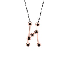 Siyah zirkon 18 ayar rose altın kolye (40 cm gümüş rolo zincir)