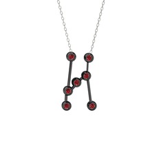 Orion Kolye - Garnet 925 ayar siyah rodyum kaplama gümüş kolye (40 cm gümüş rolo zincir) #l2ixel