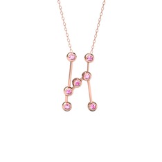 Orion Kolye - Pembe kuvars 925 ayar rose altın kaplama gümüş kolye (40 cm rose altın rolo zincir) #m1h0xu