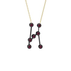 Orion Kolye - Rodolit garnet 925 ayar siyah rodyum kaplama gümüş kolye (40 cm gümüş rolo zincir) #nv2e4m