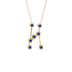 Lab safir 8 ayar altın kolye (40 cm rose altın rolo zincir)