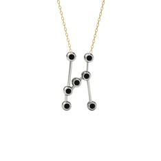 Orion Kolye - Siyah zirkon 925 ayar gümüş kolye (40 cm altın rolo zincir) #o0l26c