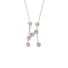 Akuamarin 18 ayar rose altın kolye (40 cm gümüş rolo zincir)