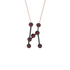 Orion Kolye - Garnet 925 ayar siyah rodyum kaplama gümüş kolye (40 cm rose altın rolo zincir) #pcm513