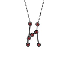 Orion Kolye - Garnet 925 ayar siyah rodyum kaplama gümüş kolye (40 cm gümüş rolo zincir) #pkuwa6