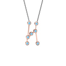 Orion Kolye - Akuamarin 925 ayar rose altın kaplama gümüş kolye (40 cm gümüş rolo zincir) #t4dkbw