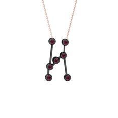 Orion Kolye - Rodolit garnet 925 ayar siyah rodyum kaplama gümüş kolye (40 cm rose altın rolo zincir) #tx91qd