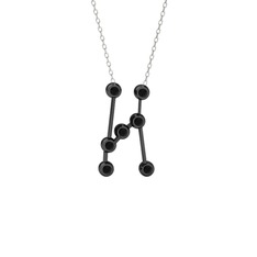 Orion Kolye - Siyah zirkon 925 ayar siyah rodyum kaplama gümüş kolye (40 cm beyaz altın rolo zincir) #uk4ss5